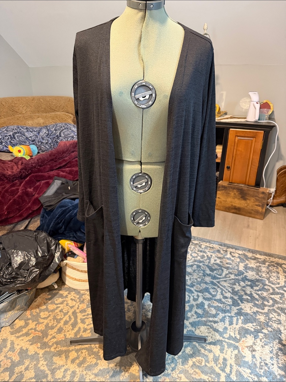 LuLaRoe Sarah Black Long Open-Front Cardigan